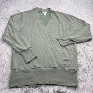 Athleta Women's S Green Purana V-Neck Wrap Sweatshirt Barre Balletcore Lounge